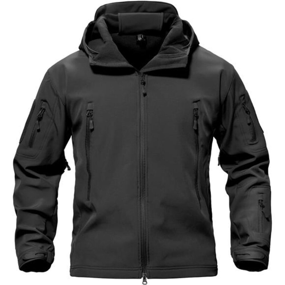 mens tactical softshell jacket fleece lined waterproof hooded military winter